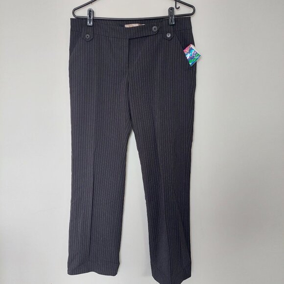 Smart Set Mid-Rise Straight Leg Grey Pin Striped Pants (Size 9) - Picture 1 of 8